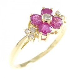 Nhẫn ruby K18YG hoa 0.50CT