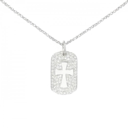 K18WG Dây chuyền kim cương chéo 1.12CT - Hàng hiệu Authentic