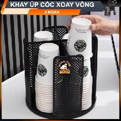 Khay úp cốc xoay vòng 4 ngăn