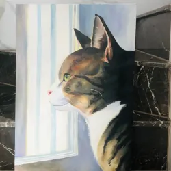 Tranh acrylic chú mèo