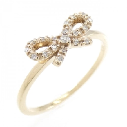 Nhẫn kim cương K10YG có ruy băng 0.08CT