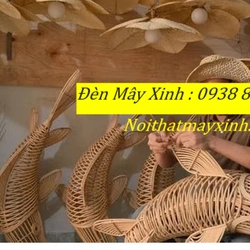 Xưởng làm đèn mây hình cá độc đáo, đèn cá bằng mây tre đan 551292