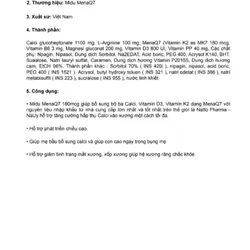 Midu MenaQ7 180mcg bổ sung canxi, Vitamin D3, Vitamin K2 dạng MenaQ7 và Arginine 723208