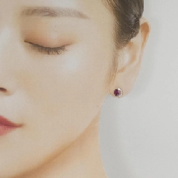 K18PG/K10PG Garnet Bông tai - Hàng hiệu Chính hãng 868890