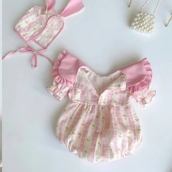 Bodysuit xô muslin, cổ nơ to cho bé gái  5-7kg 462198