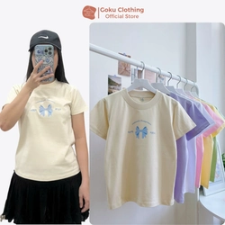 Áo Thun Nữ Cotton Vàng In Nơ Size SML Hàng Mới