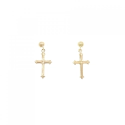 K18YG Bông tai hình chữ thập - Hàng hiệu Chính hãng