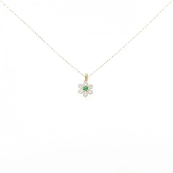 K18YG Hoa Ngọc Lục Bảo Dây Chuyền 0.03CT - Hàng hiệu Chính hãng