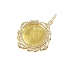 K18YG(枠) Đồng xu mặt dây chuyền - Hàng hiệu Authentic