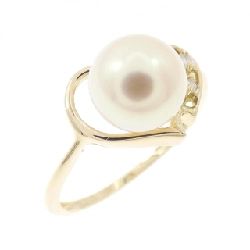 Nhẫn ngọc trai Akoya hình trái tim K18YG 7.2mm - Hàng hiệu Chính hãng