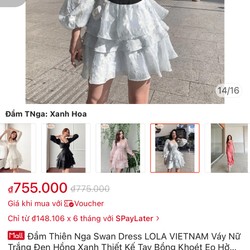 Đầm thiên nga Lola màu xanh ngọc size S 71806