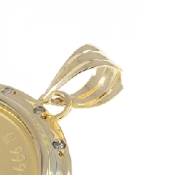 K18YG(枠) Dây chuyền đồng xu kim cương 0.08CT - Hàng hiệu Authentic 867527