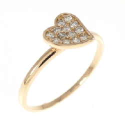 Nhẫn kim cương K18PG hình trái tim 0.13CT