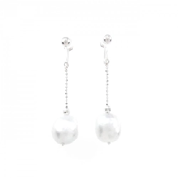 K18WG Bạc Ngọc Trai Trắng Bông Tai - Hàng hiệu Chính hãng