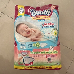 Tã dán Bobby size NB 70 miếng tặng tã quần chính hãng 