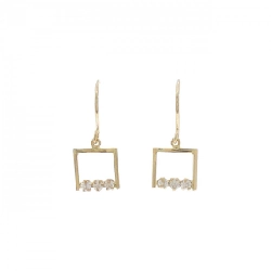 Bông tai kim cương K18YG 0.08CT - Hàng hiệu Chính hãng