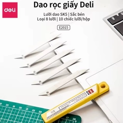 Dao rọc giấy mini Deli đầu nhọn 30 độ màu kim loại chính hãng 507509