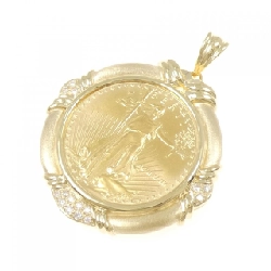 Mặt dây chuyền đồng xu kim cương 750YG (khung) - Hàng hiệu Authentic