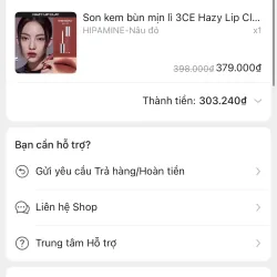 Son kem môi 3CE Hazy Lip Clay Nâu đỏ chính hãng 799679