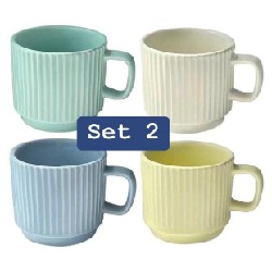 Set 4 cốc sứ màu pastel