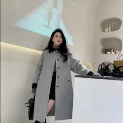 Áo dạ dáng dài màu xám  697143