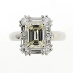 Nhẫn kim cương PT900 1.202CT VLY VS1 cắt hình ngọc lục bảo - Hàng hiệu Authentic 874809