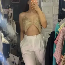 Áo bling ling 2 mảnh màu vàng