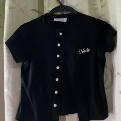 Áo croptop màu đen phong cách 590368