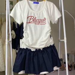 Set áo thun croptop mix chân váy