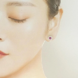 K18WG Bông tai hình trái tim Ruby 0.82CT - Hàng hiệu Chính hãng 869939