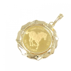 K18YG(枠) Đồng xu mặt dây chuyền - Hàng hiệu Authentic 863077