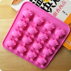 Khuôn silicon làm rau câu, socola 16 mèo Kitty - Mã số 1231 338676