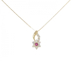 K18YG Hoa Hồng Ruby Dây Chuyền - Hàng hiệu Chính hãng