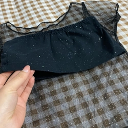 Áo croptop kim tuyến trong suốt kèm quây 462980