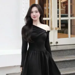 Váy đen trễ vai Laviem design size M mới mua và mặc thử like new 95%  748627