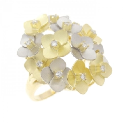 Nhẫn kim cương hoa K18YG/PT900 0.18CT