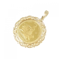 K18YG(枠) Dây chuyền đồng xu kim cương 0.15CT - Hàng hiệu Authentic 870525