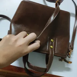 Túi xách nữ da PU size trung màu nâu phong cách cổ điển 722457