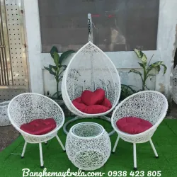 Xích đu kèm bàn ghế ban công mây nhựa 1008059