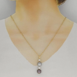 K18YG/750YG Ngọc trai đen dây chuyền - Hàng hiệu Authentic 860756