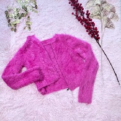Áo khoác len nữ màu hồng đậm