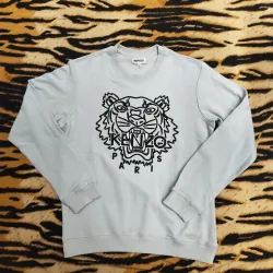 Áo sweater Kenzo Paris nam thêu đầu hổ size XL màu xanh da trời 760787