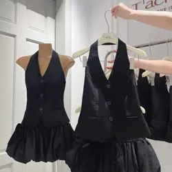 Set áo cổ yếm + chân váy 674516