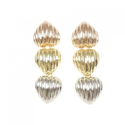 Bông tai hình trái tim 18KT ba màu/750 - Hàng hiệu Authentic