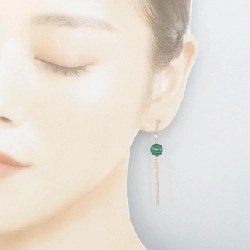 K10YG Bông tai Malachite - Hàng hiệu Chính hãng 870619