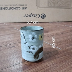 Bộ cốc ly chén gốm Nhật -(Men Mộc + Men Rạn)-(Bộ 5 Ly + 1 Khay)[Ly uống nước, trà, cà phê] 470509
