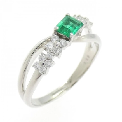Nhẫn Emerald PT900 Hoa 0.30CT - Hàng hiệu Chính hãng