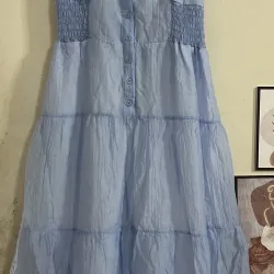 Váy maxi mau xanh duong