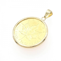 K18YG(枠) Đồng xu Mặt dây chuyền - Hàng hiệu Authentic