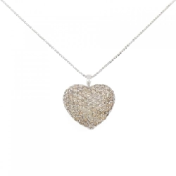 K18WG Pave Heart Diamond Necklace 3.25CT - Hàng hiệu Authentic